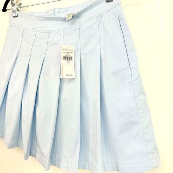 American Eagle Light Blue Pleated Mini Skirt NEW - Picture 3 of 13